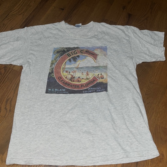 Vintage style gray Big C Clearwater beach Florida T-shirt men's size Large - Picture 1 of 8